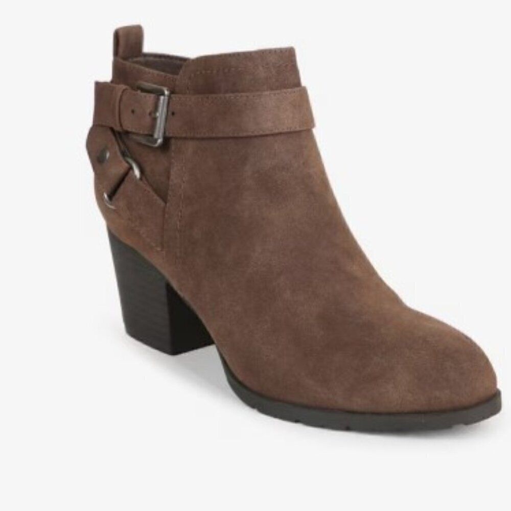 New Indigo Rd Saydie Mid Heel Belted Bootie Dark Brown 9.5 M